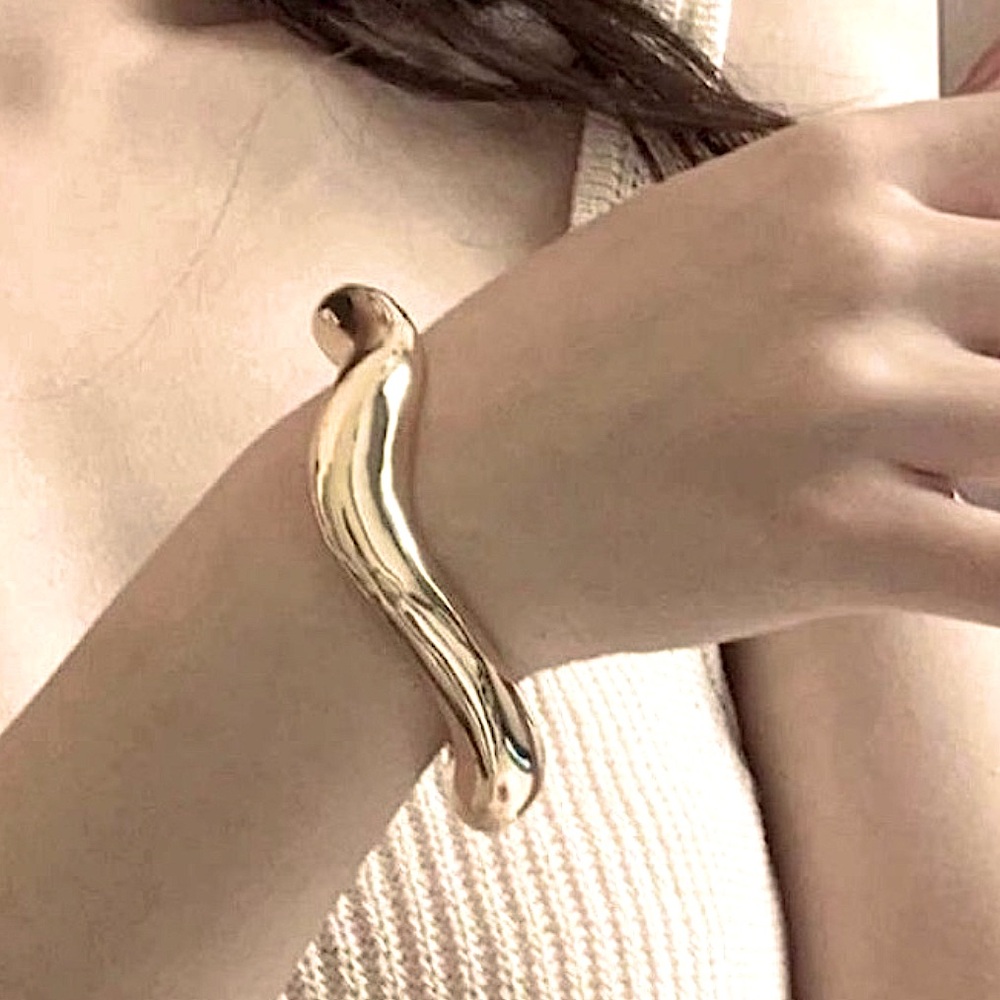 Silver Plated Irregular Bangle Bracelet Geometric - Picture 5 of 8